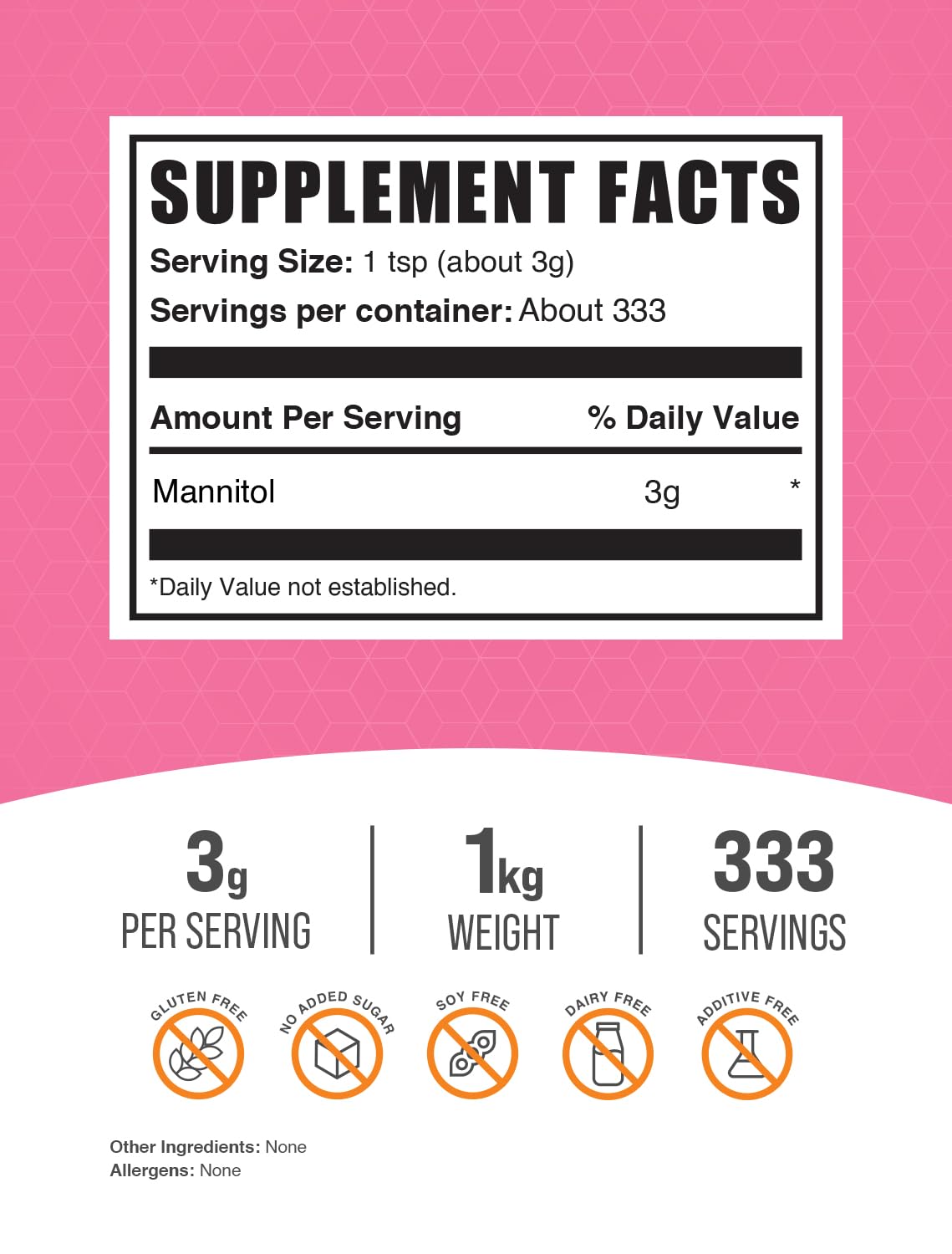 BulkSupplements Mannitol powder scoop: easy, precise sweetness measurement.