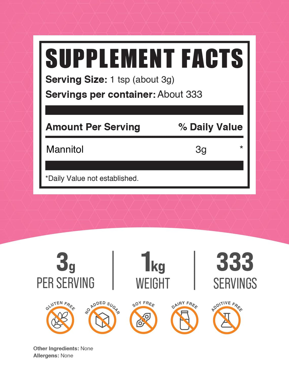 BulkSupplements Mannitol powder scoop: easy, precise sweetness measurement.