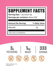 BulkSupplements Mannitol powder scoop: easy, precise sweetness measurement.