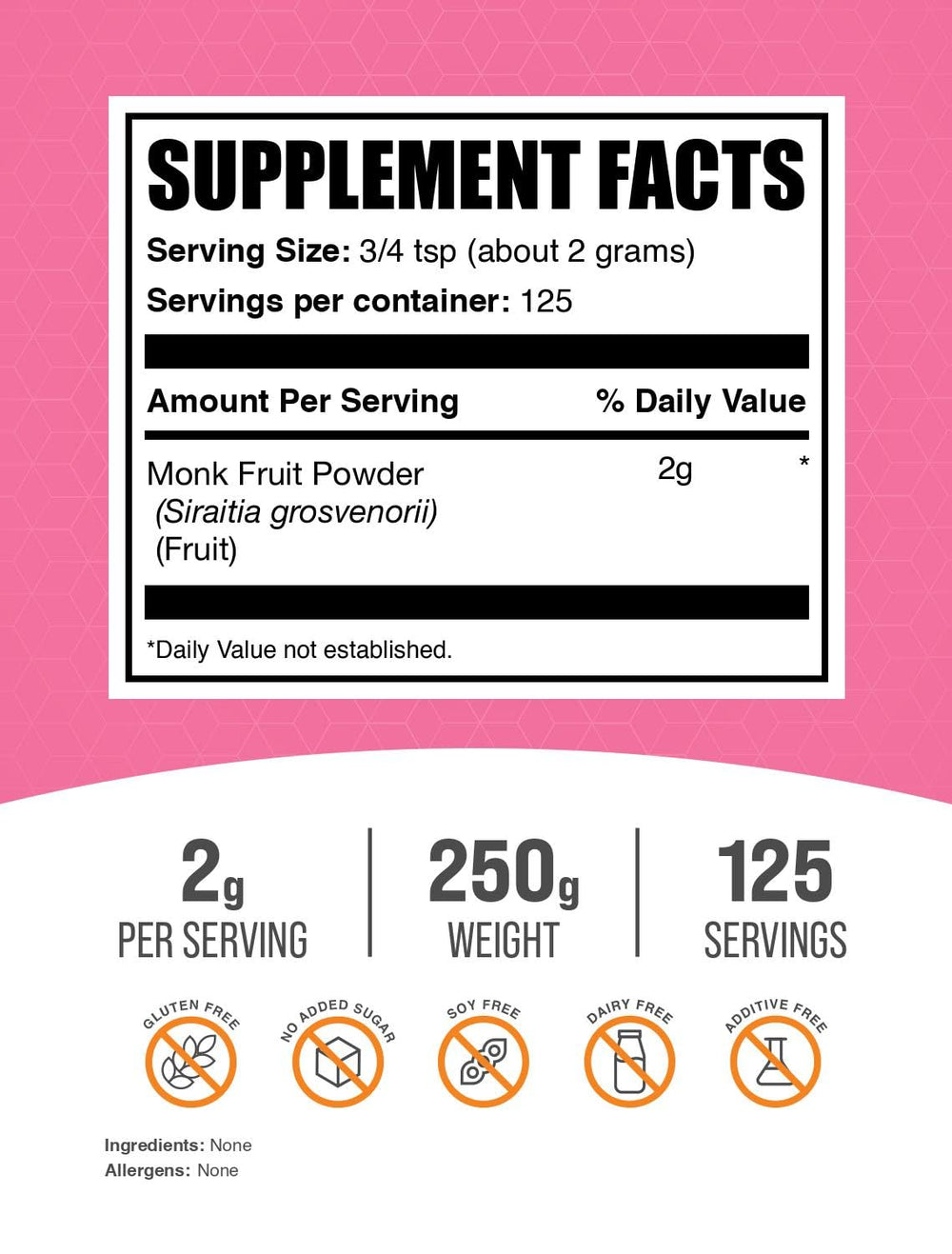 BulkSupplements Monk Fruit Powder scoop illustrating convenient serving size for recipes.