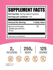 BulkSupplements Monk Fruit Powder scoop illustrating convenient serving size for recipes.