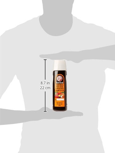Bull-Dog tonkatsu sauce bottle with Japanese origin label, ideal for dipping and glazing fried foods.