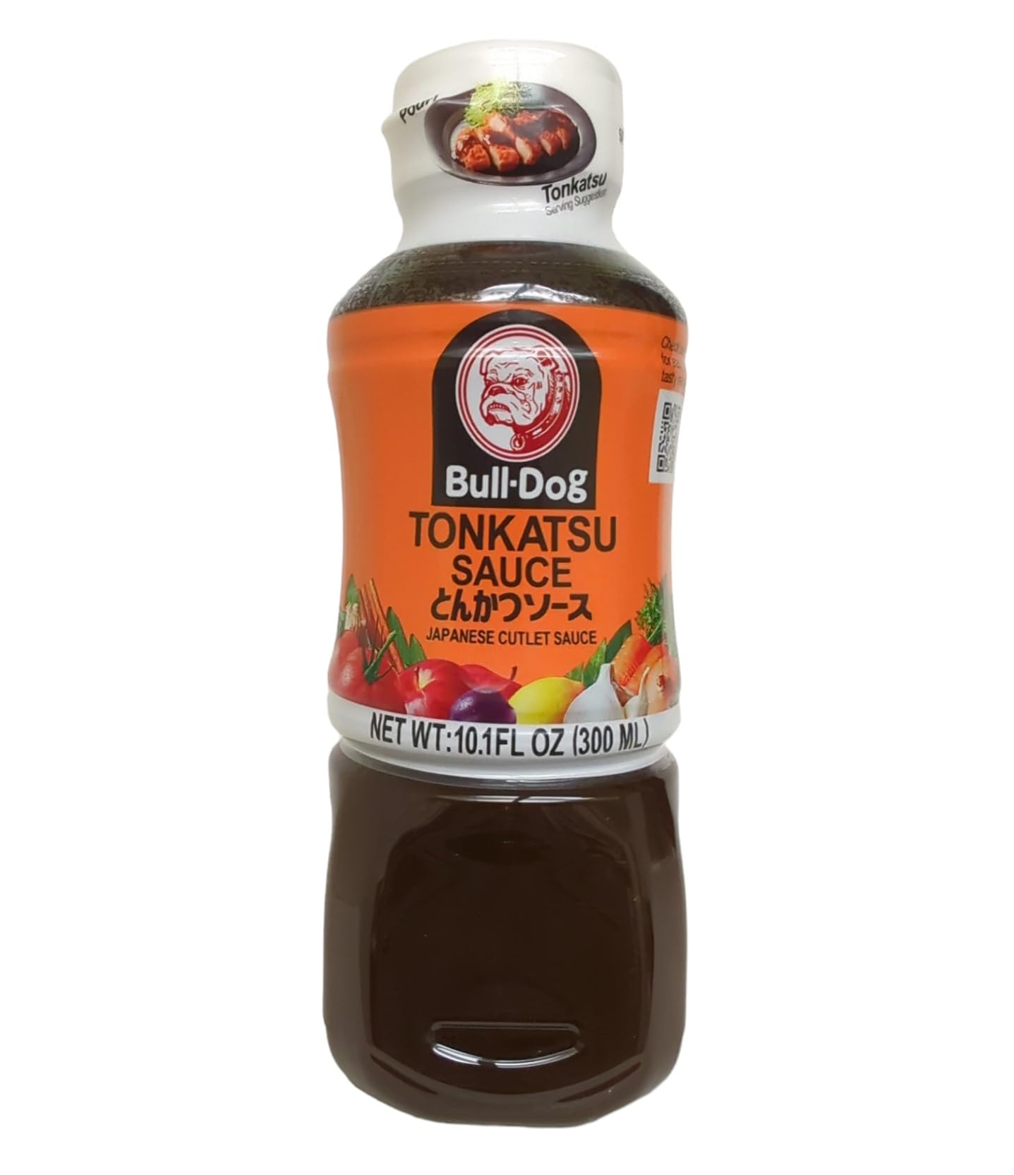 Bull-Dog Tonkatsu Sauce bottle pour highlights a rich glaze for crispy cutlets.