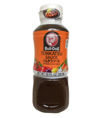 Bull-Dog Tonkatsu Sauce bottle pour highlights a rich glaze for crispy cutlets.