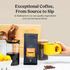 A cup featuring Bulletproof Breakfast Blend with a bright, inviting aroma.