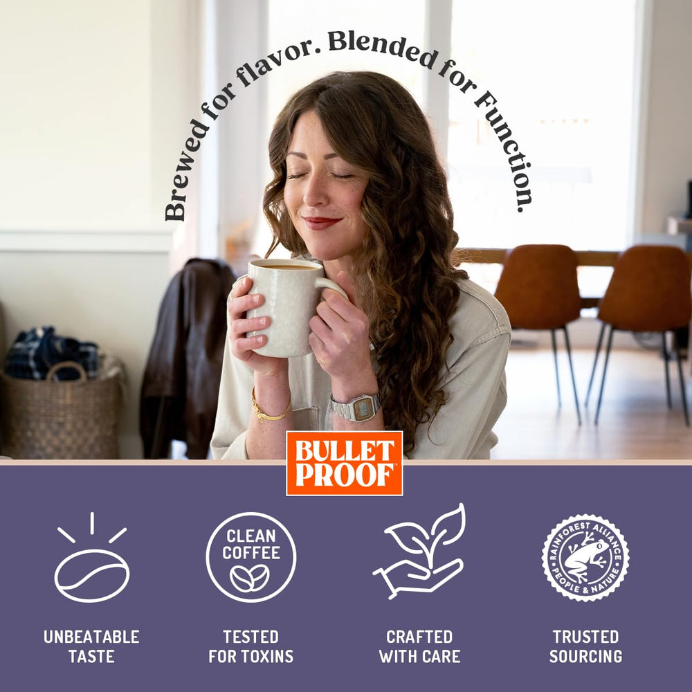 Bulletproof Enlightener coffee mug with steam for a mindful ritual