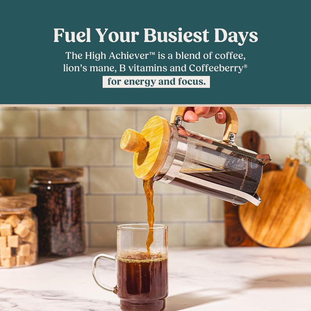 Bulletproof High Achiever coffee cup showing sharp focus potential.