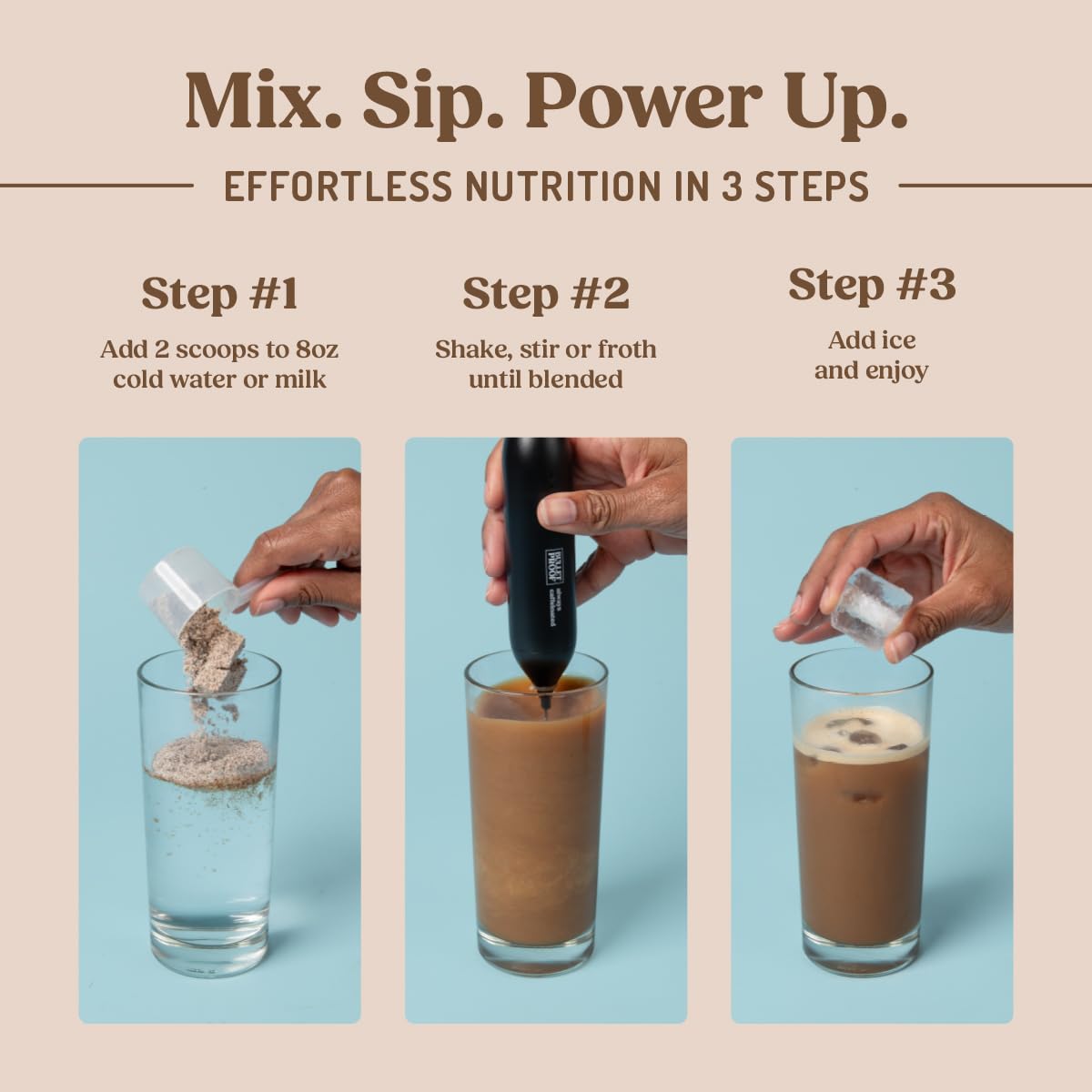 Bulletproof Iced Protein Coffee foam top suggests latte-like texture.