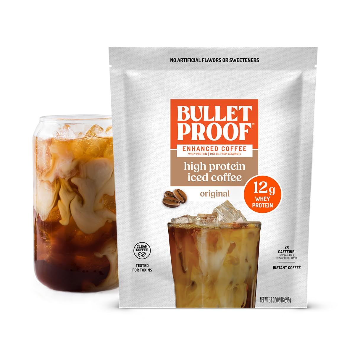 Bulletproof Iced Protein Coffee original label highlights real ingredients for clear nutrition.