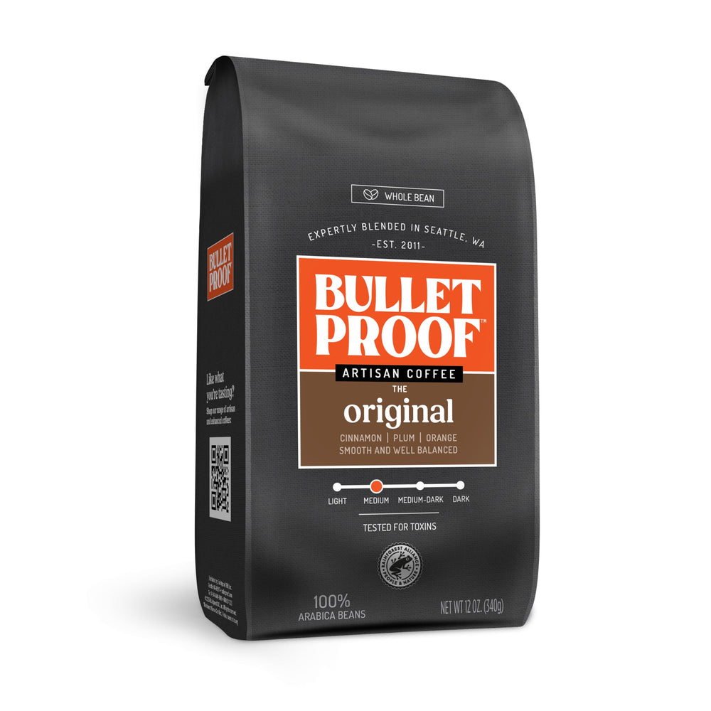 Bulletproof Original medium roast coffee bag ready for a fresh morning brew