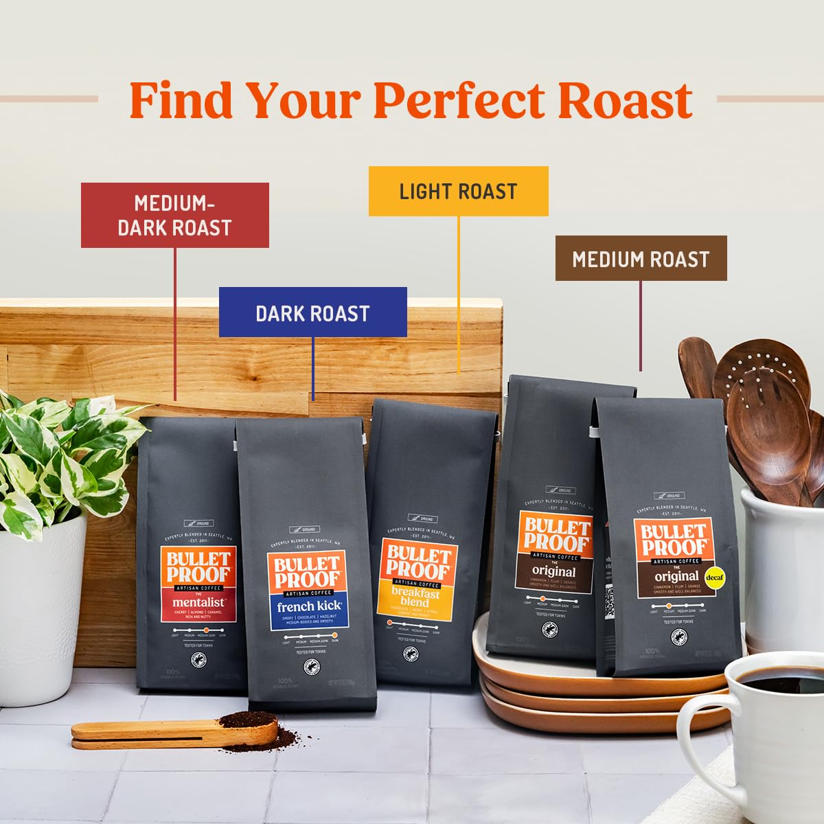 Bulletproof Original notes plum orange cinnamon cocoa with hazelnut finish