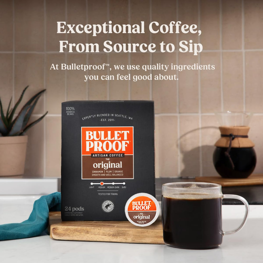 Bulletproof Original Mid-Roast Cup pour demonstrates rich extraction.