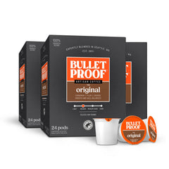 Bulletproof Original packaging showcases 72-count pods for quick, convenient mornings.
