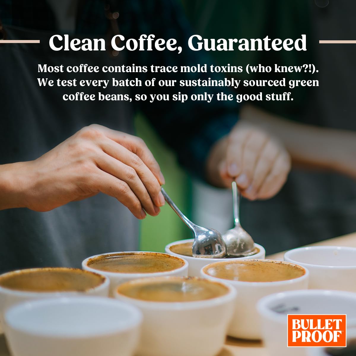 Bulletproof Original sustainability with Rainforest Alliance seal supports responsible sourcing.
