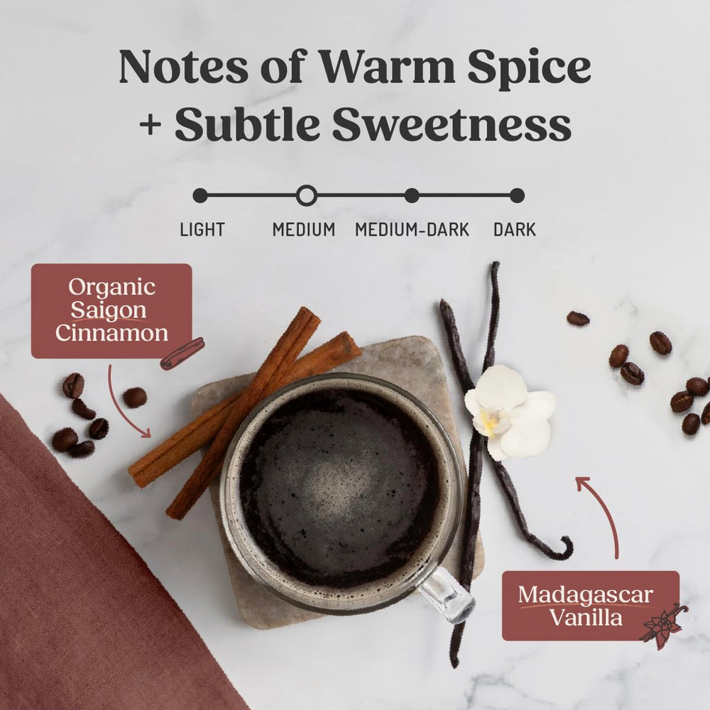 Bulletproof Cinnamon & Vanilla packaging showing Rainforest Alliance certification