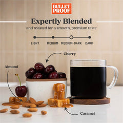 Close-up of Bulletproof The Mentalist coffee beans showing glossy oils.
