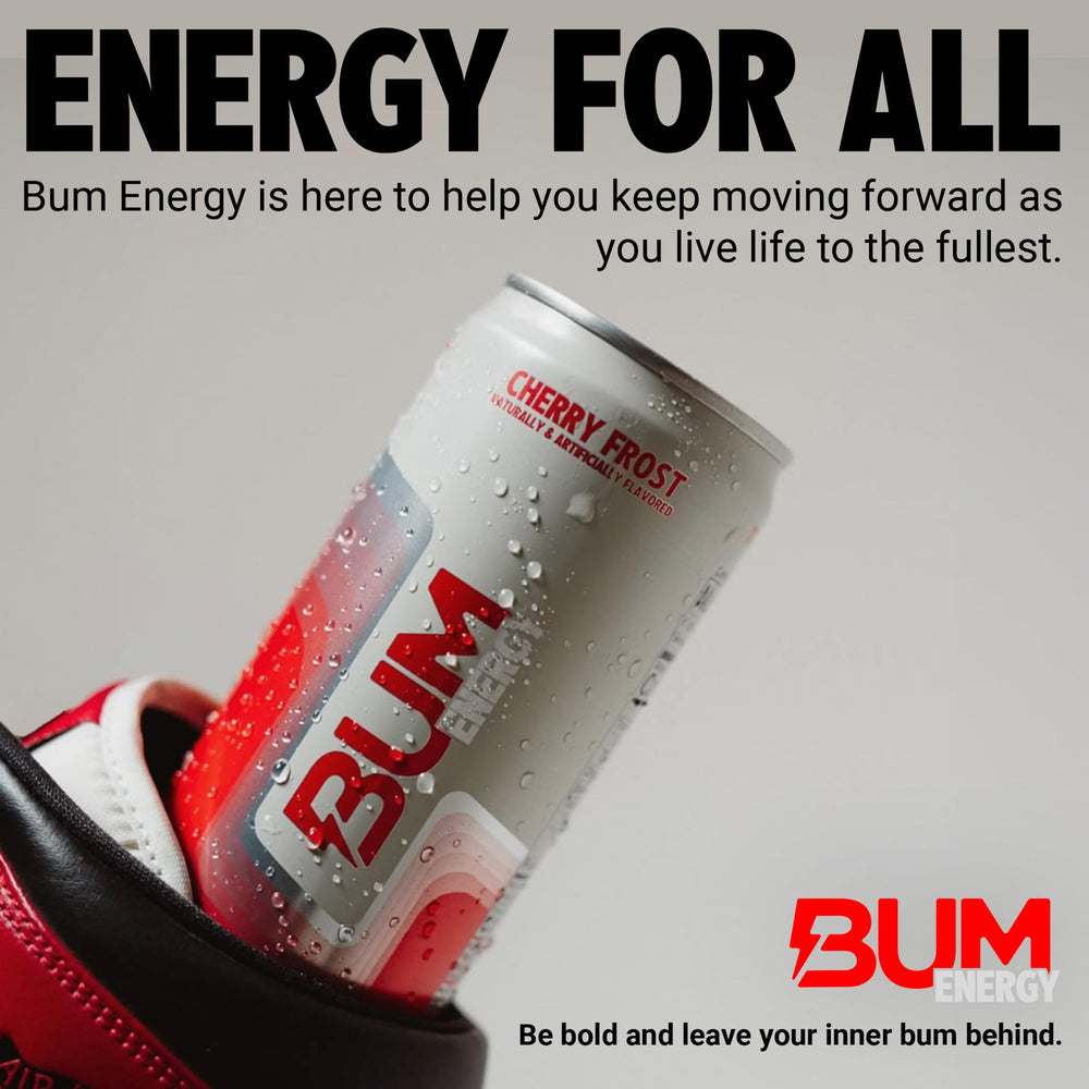 BUM Energy Cherry Frost fridge-ready can stored for quick boosts