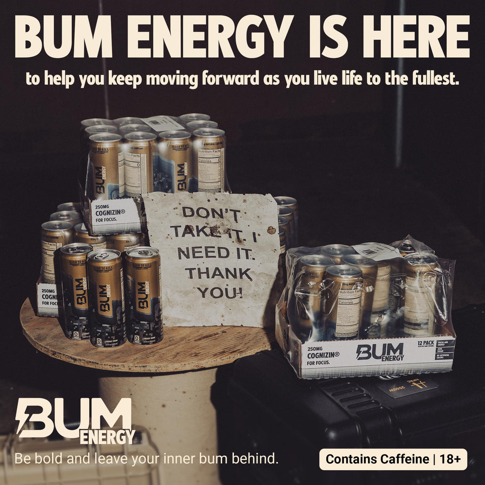 Bum Energy citrus fizz close-up drink texture and vibrant color appeal.