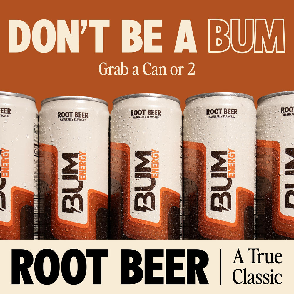 Bum Energy Root Beer can pour captured in a refreshing, lightly carbonated moment.