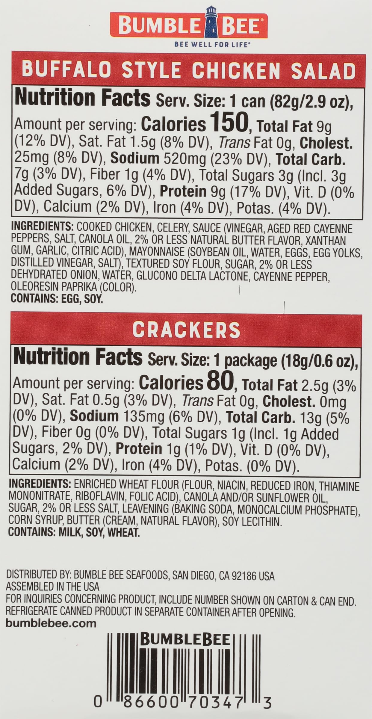 Bumble Bee buffalo chicken salad close-up, protein-packed snack for busy days.