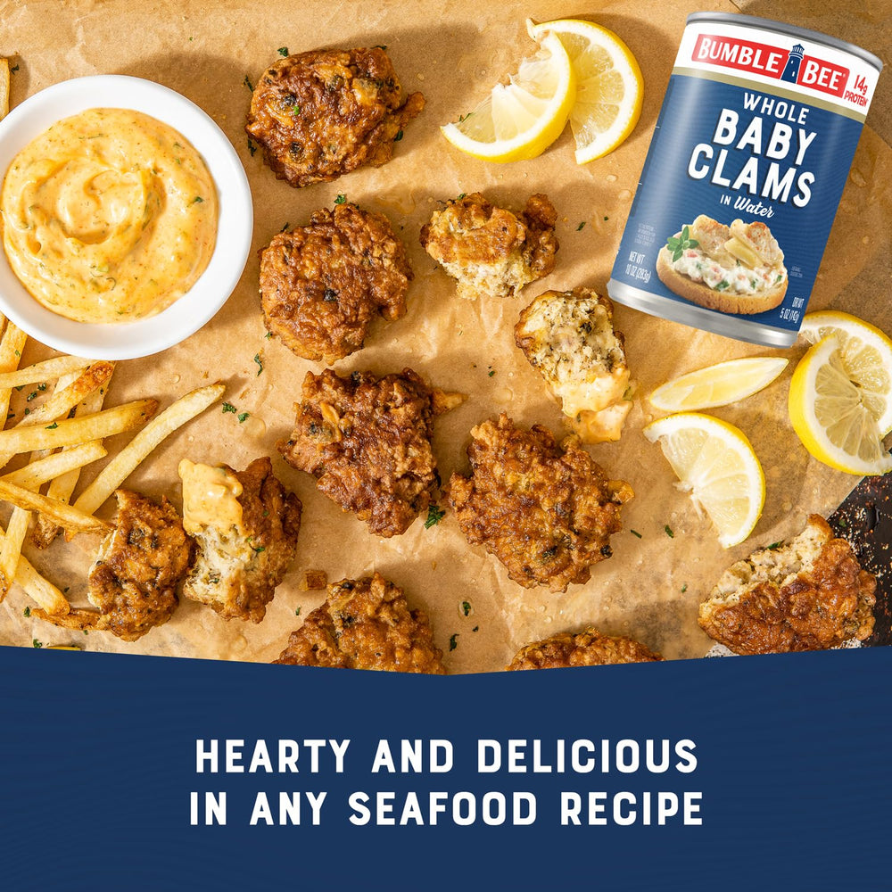 Open can shows plump, briny clams for weeknight meals