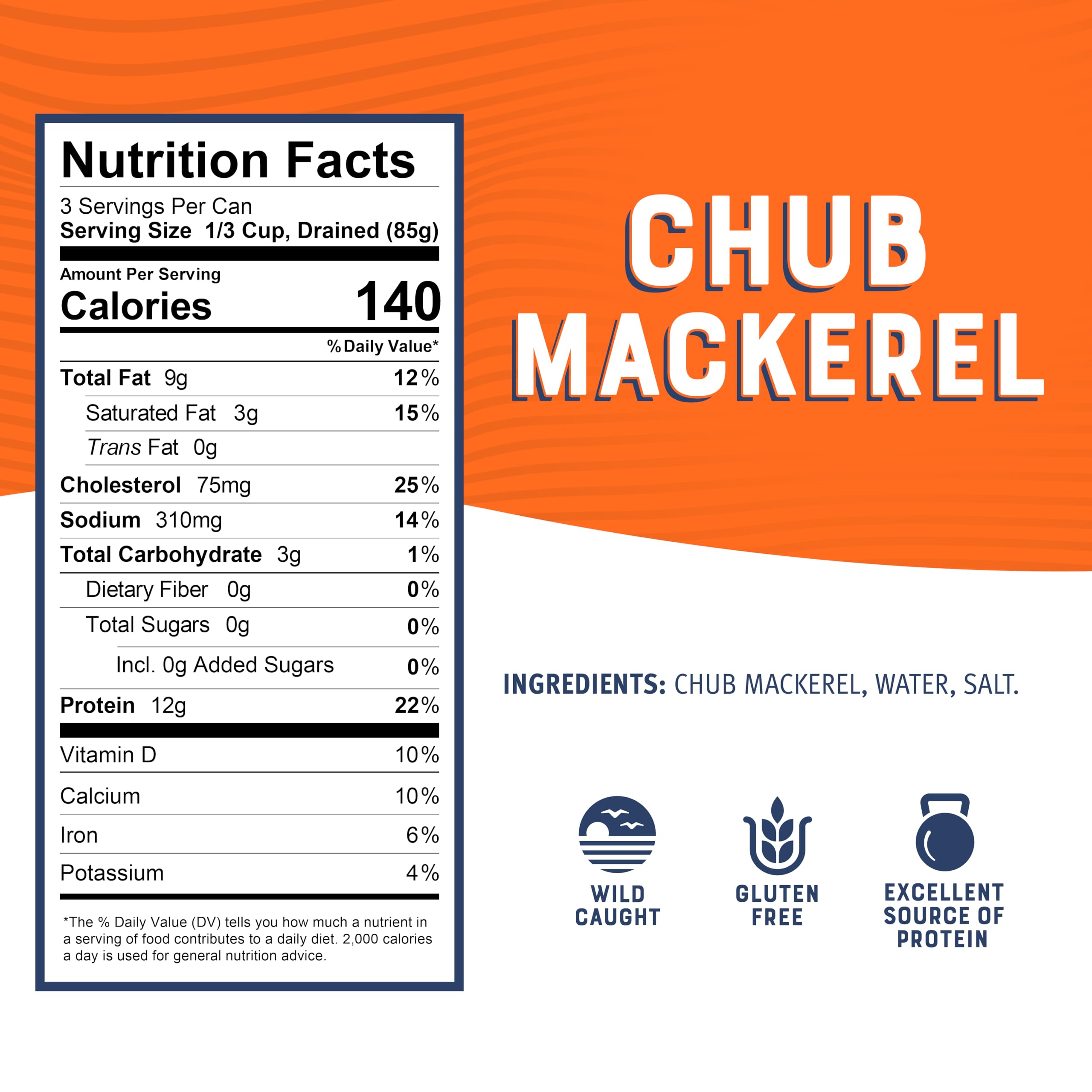 Bumble Bee Chub Mackerel packed in water, ready to swap for tuna in recipes.