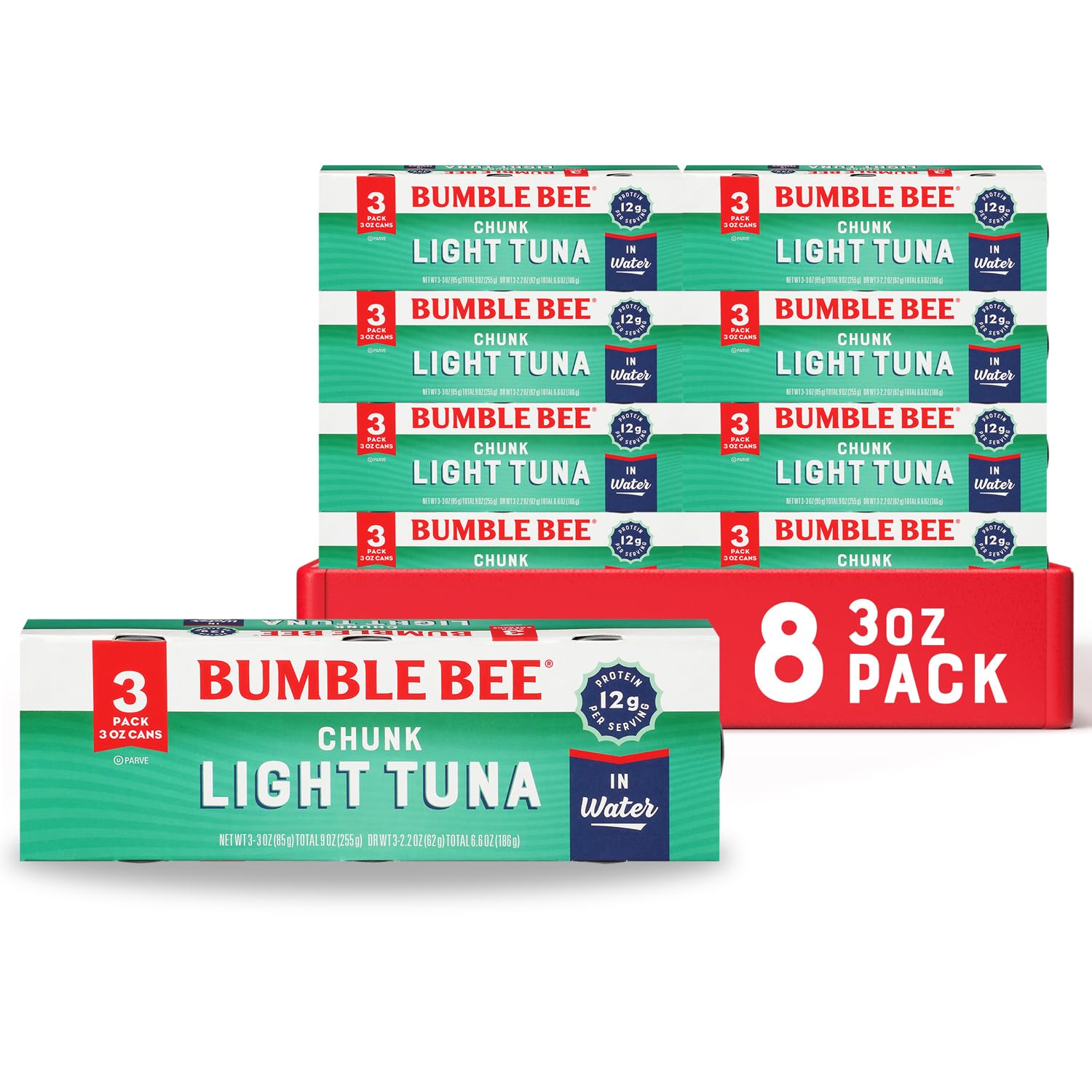 Bumble Bee Chunk Light Tuna in Water can side, showcasing lean protein for quick meals