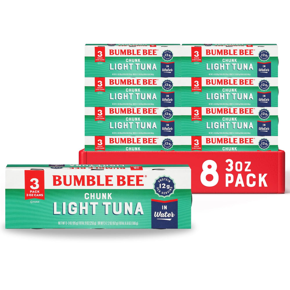 Bumble Bee Chunk Light Tuna in Water can side, showcasing lean protein for quick meals
