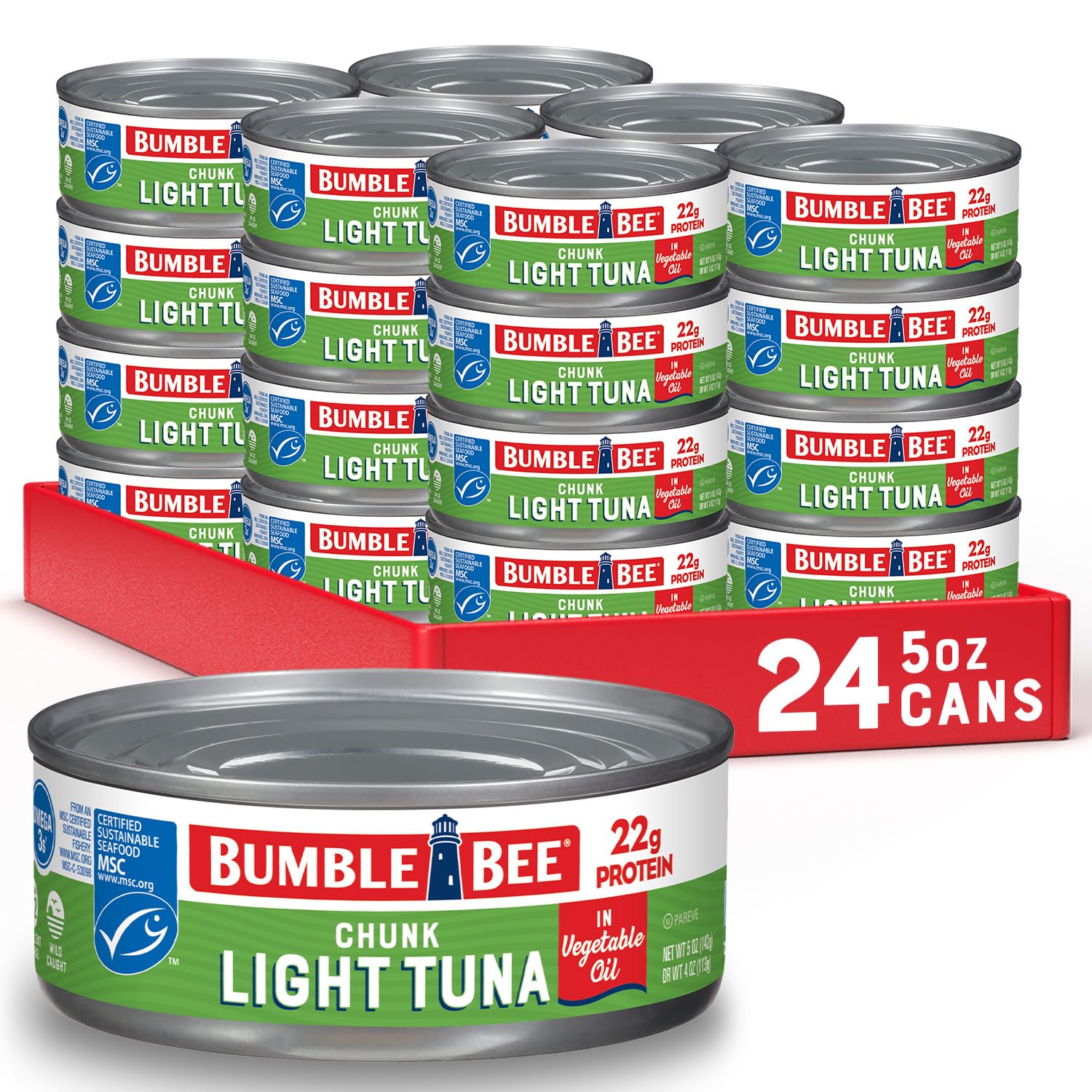 Bumble Bee Chunk Light Tuna in Oil can with light, flaky texture ideal for sandwiches