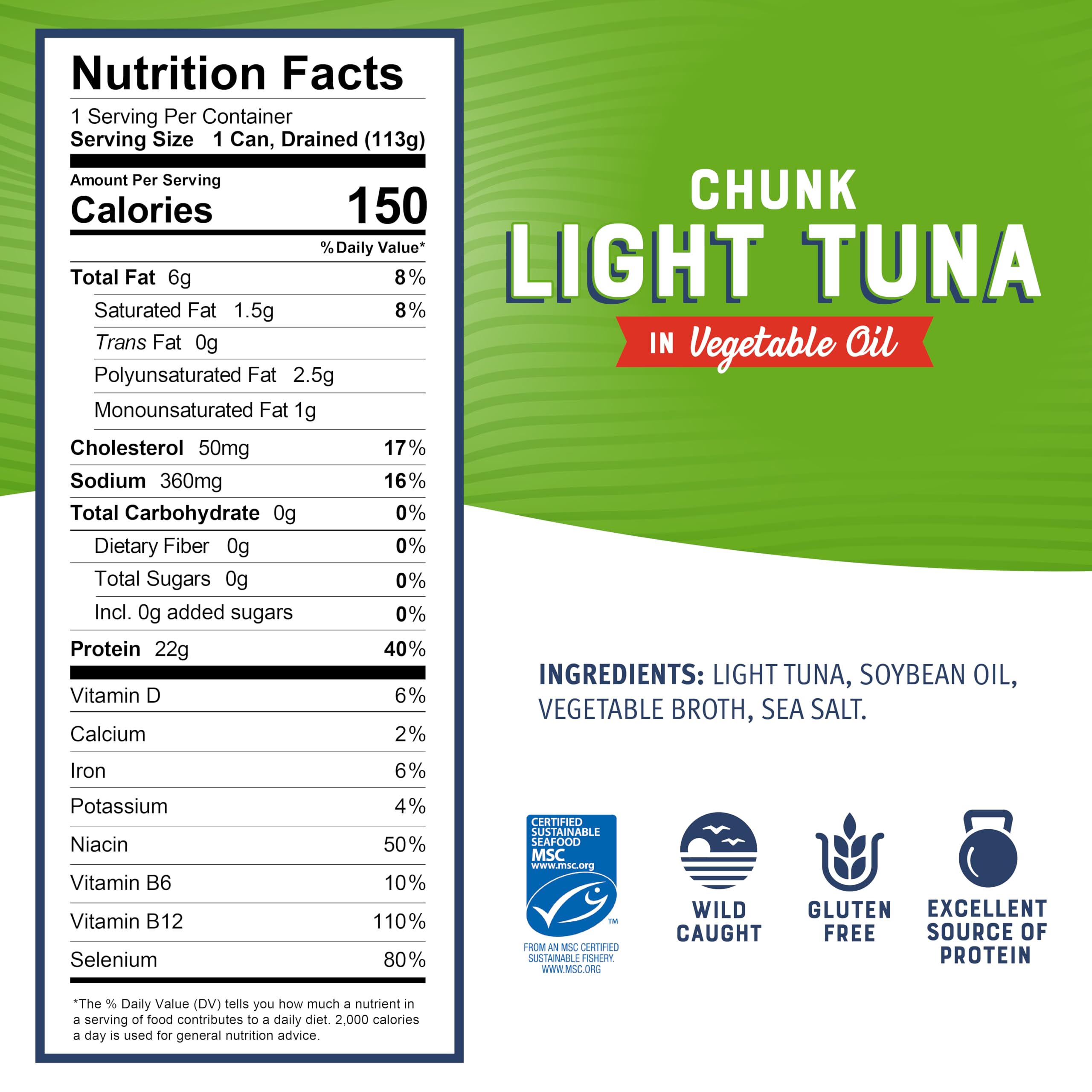 Close-up of Bumble Bee Tuna in Oil showing flaky texture for salads