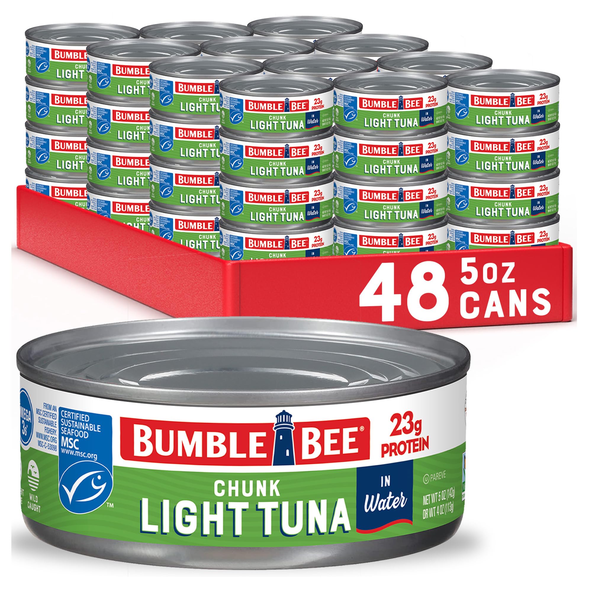 Bumble Bee tuna can exterior showing trusted packaging for easy pantry staples.