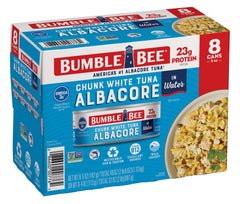 Bumble Bee chunk white albacore tuna in water close-up for salads and sandwiches