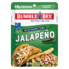 Bumble Bee Jalapeno Seasoned Tuna Pouch ready to eat for a quick snack.