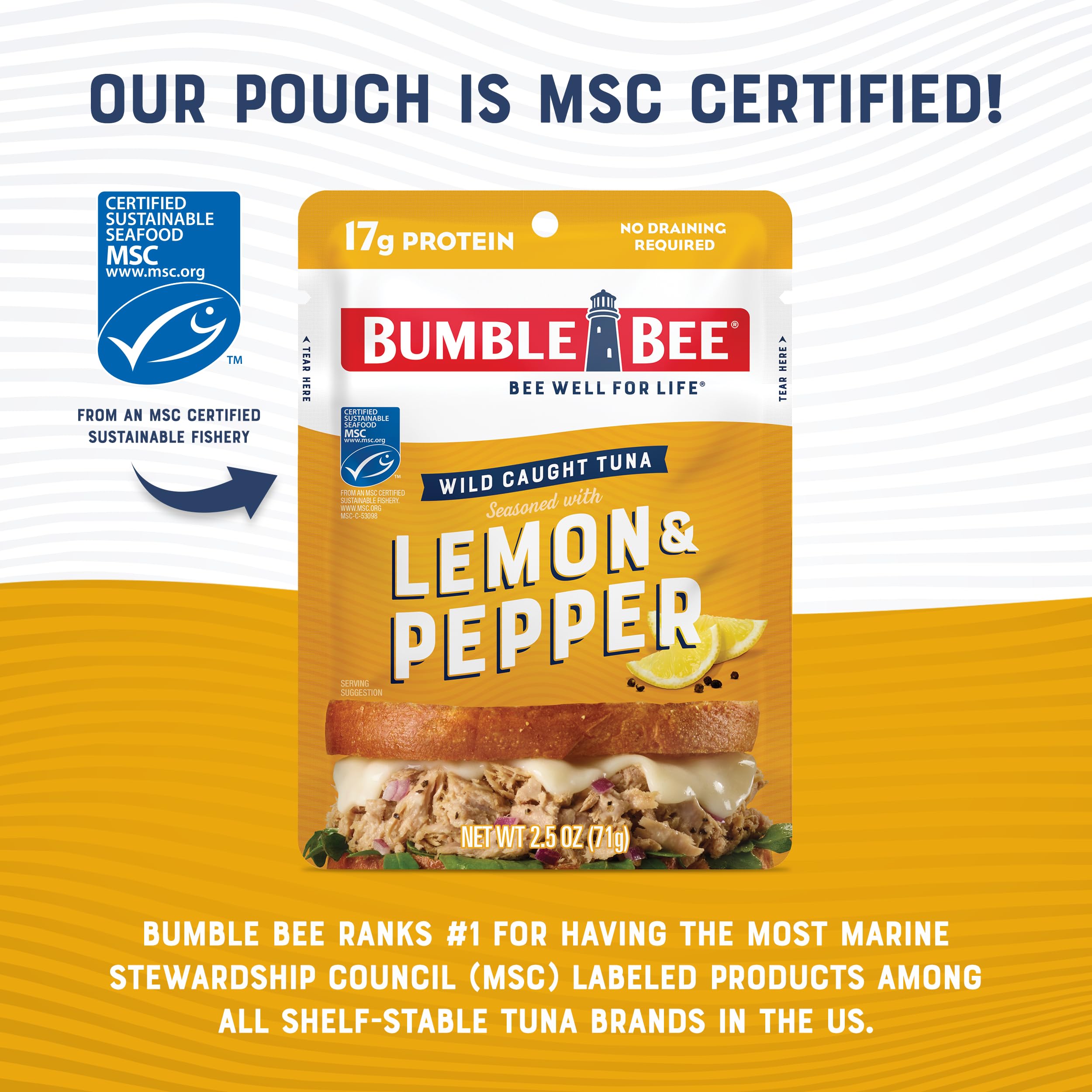 Bumble Bee Lemon Pepper Tuna handheld for on-the-go meals.