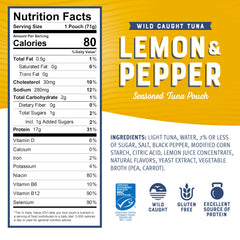 Bumble Bee Lemon Pepper Tuna pouch closeup highlights zesty flavor.