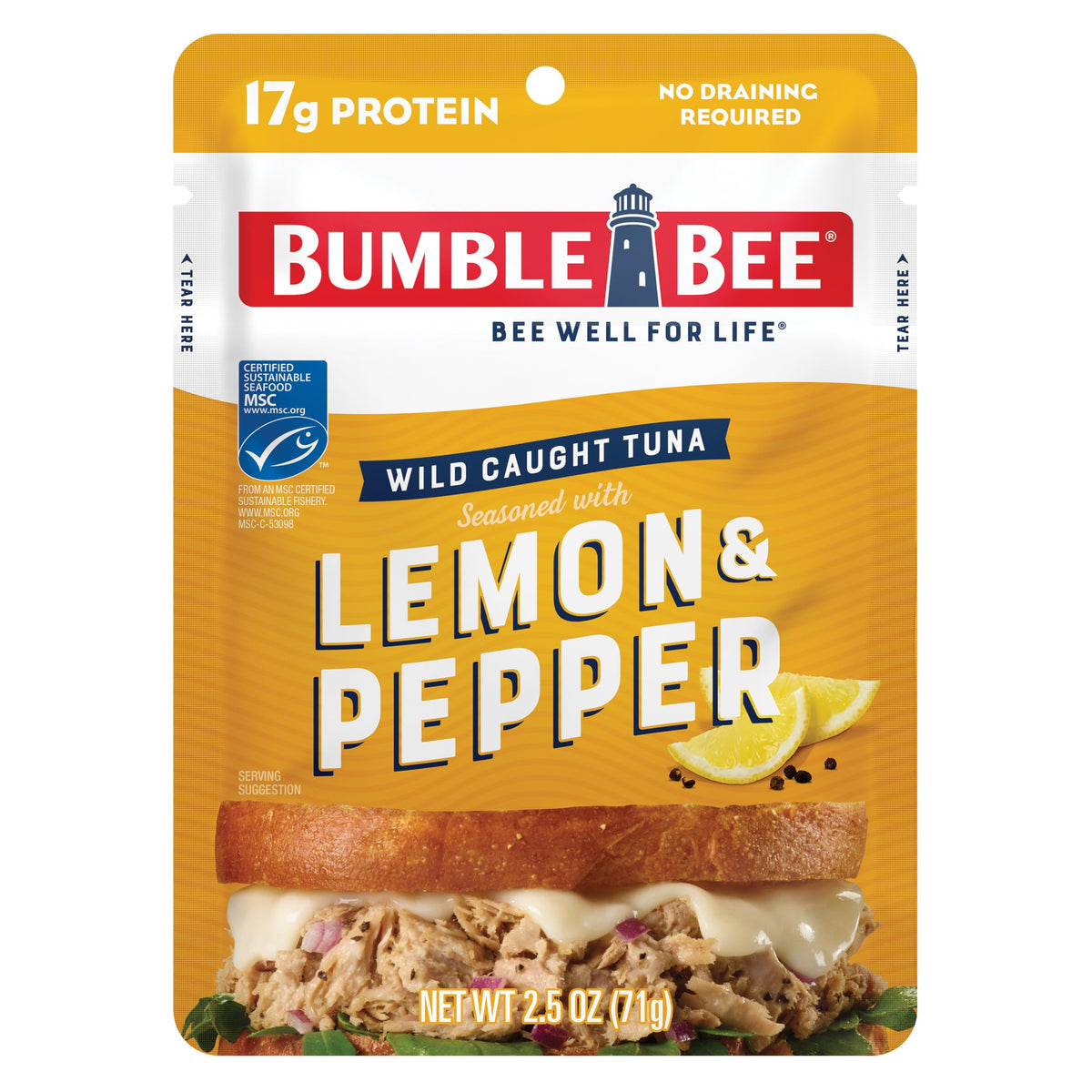 Bumble Bee Lemon Pepper tuna pouch ready to eat for quick meals