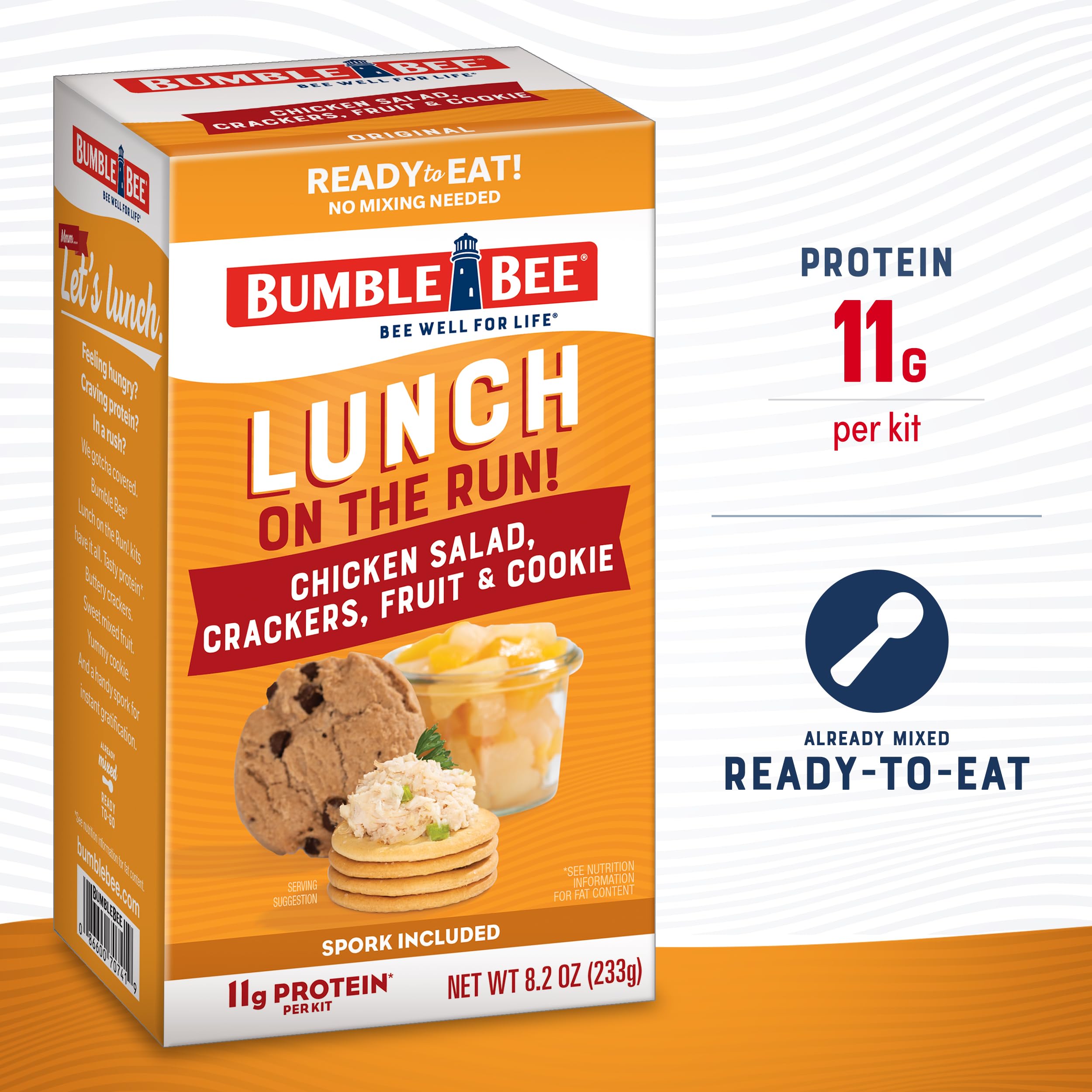 Bumble Bee Lunch on the Run crackers and fruit cup, convenient snack option for outdoors.