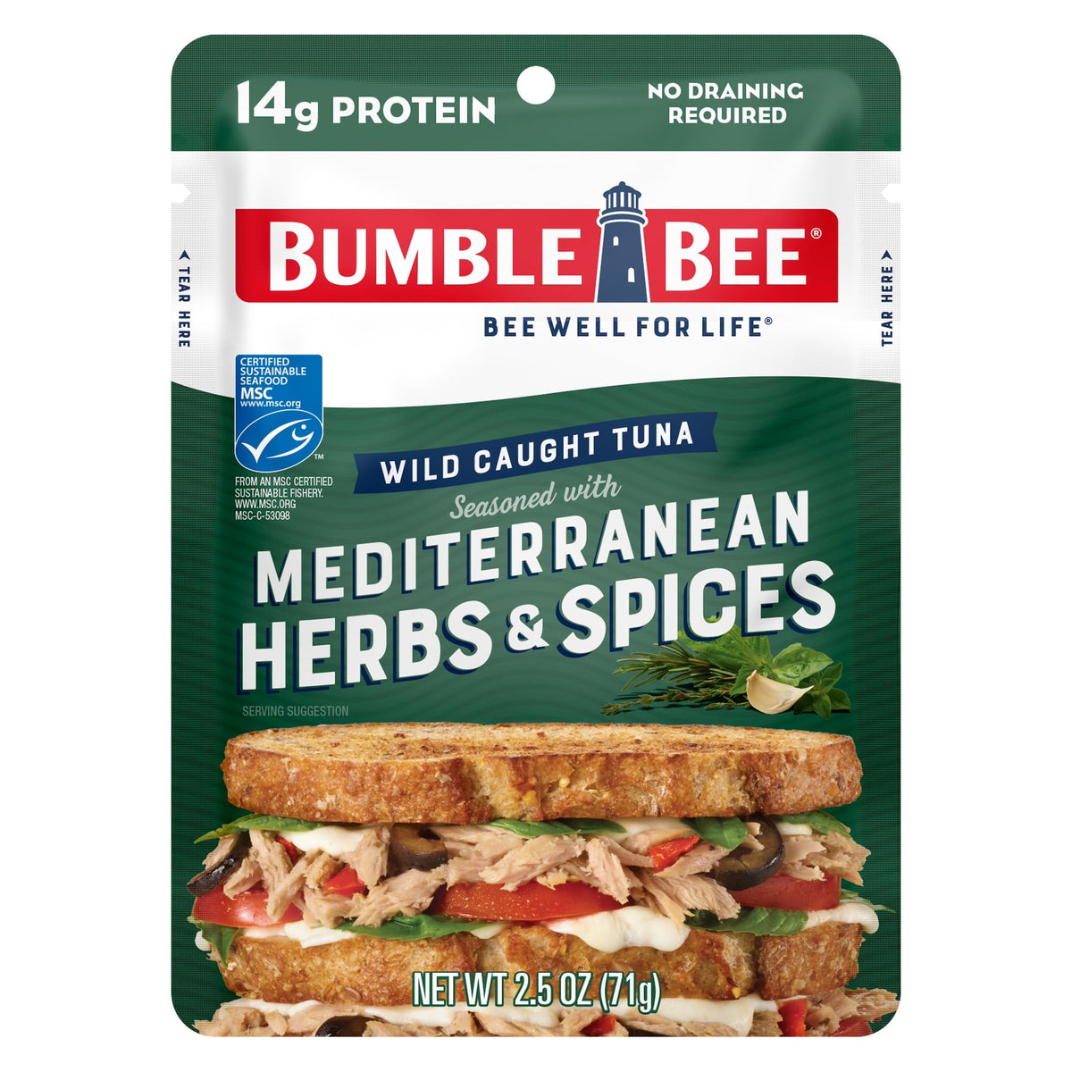 Bumble Bee tuna pouch ready-to-eat for quick, protein-packed meals.