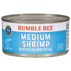 Bumble Bee Medium Shrimp can front view, pantry-friendly protein option