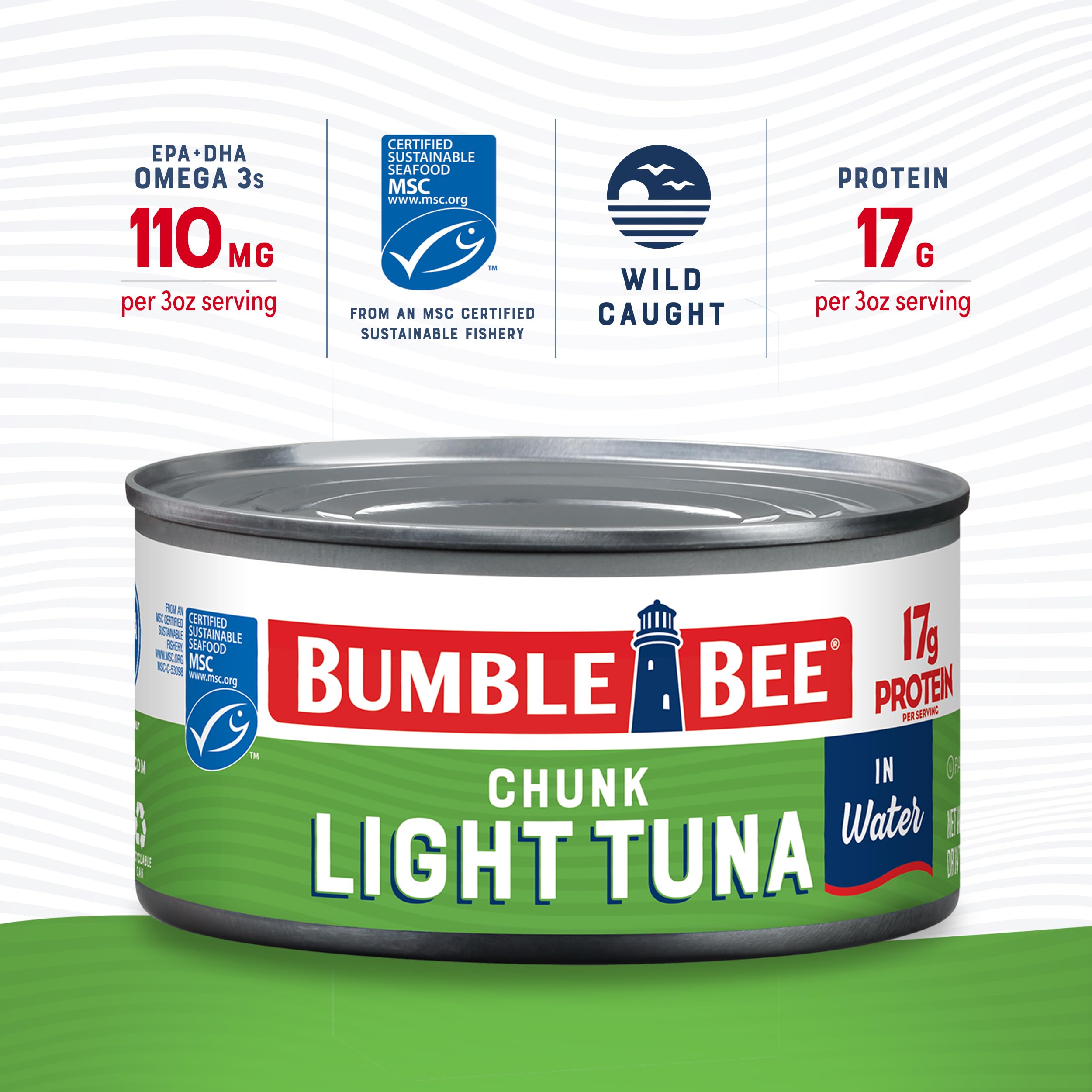 Bumble Bee MSC-certified sustainable seafood image emphasizes responsible sourcing.