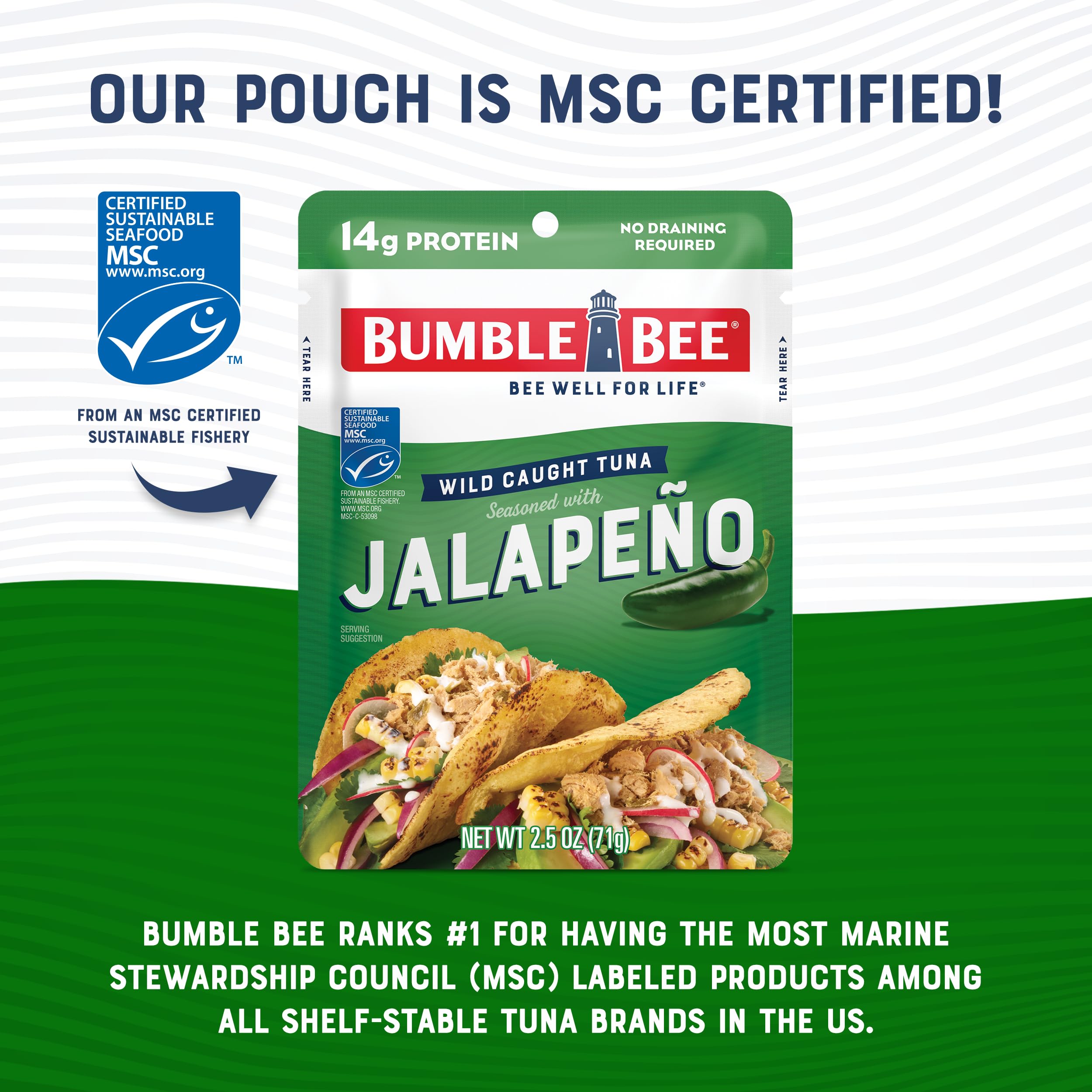 Bumble Bee Ready-to-Eat Tuna Pouch ideal for on-the-go lunches.