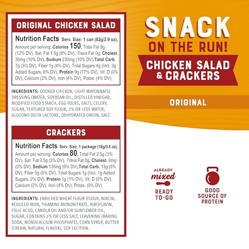Bumble Bee Original Chicken Salad with Crackers: premixed and convenient protein for meals