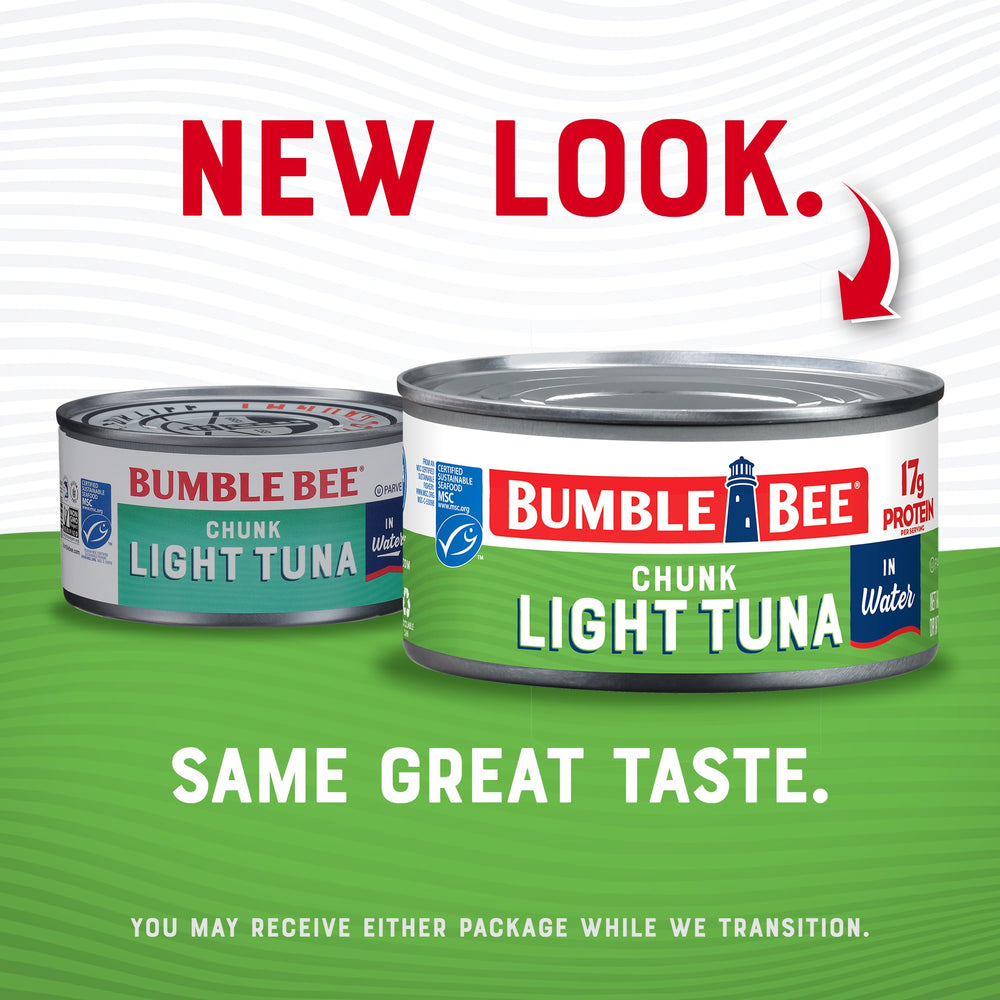 Bumble Bee pantry image shows tuna can on shelf for easy meal prep.