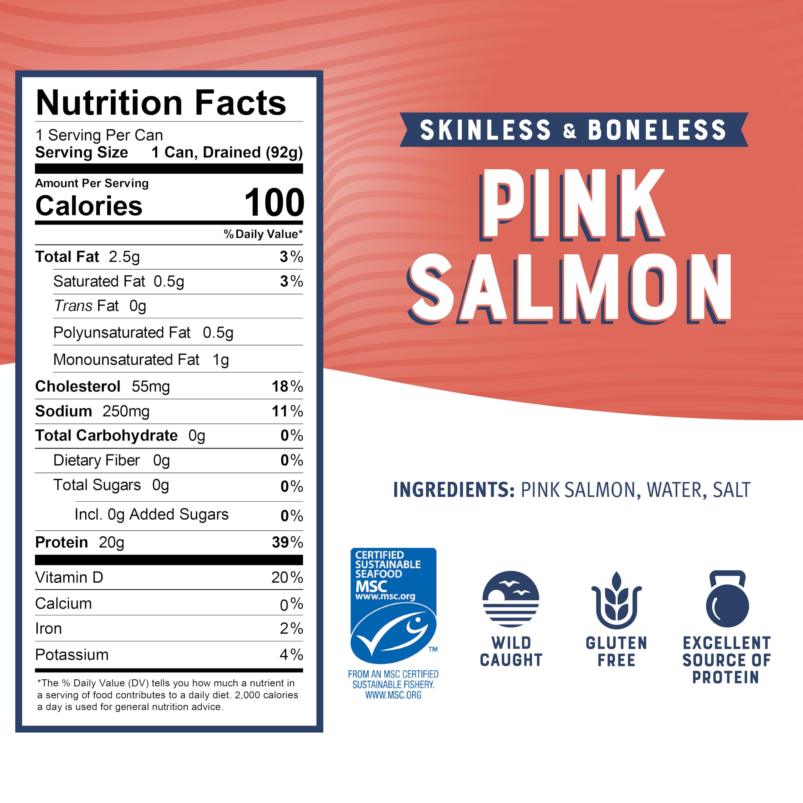 Bumble Bee pink salmon in water can shows convenient protein for quick meals