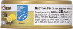 Bumble Bee Prime lemon pepper tuna close-up showing bright flavor.