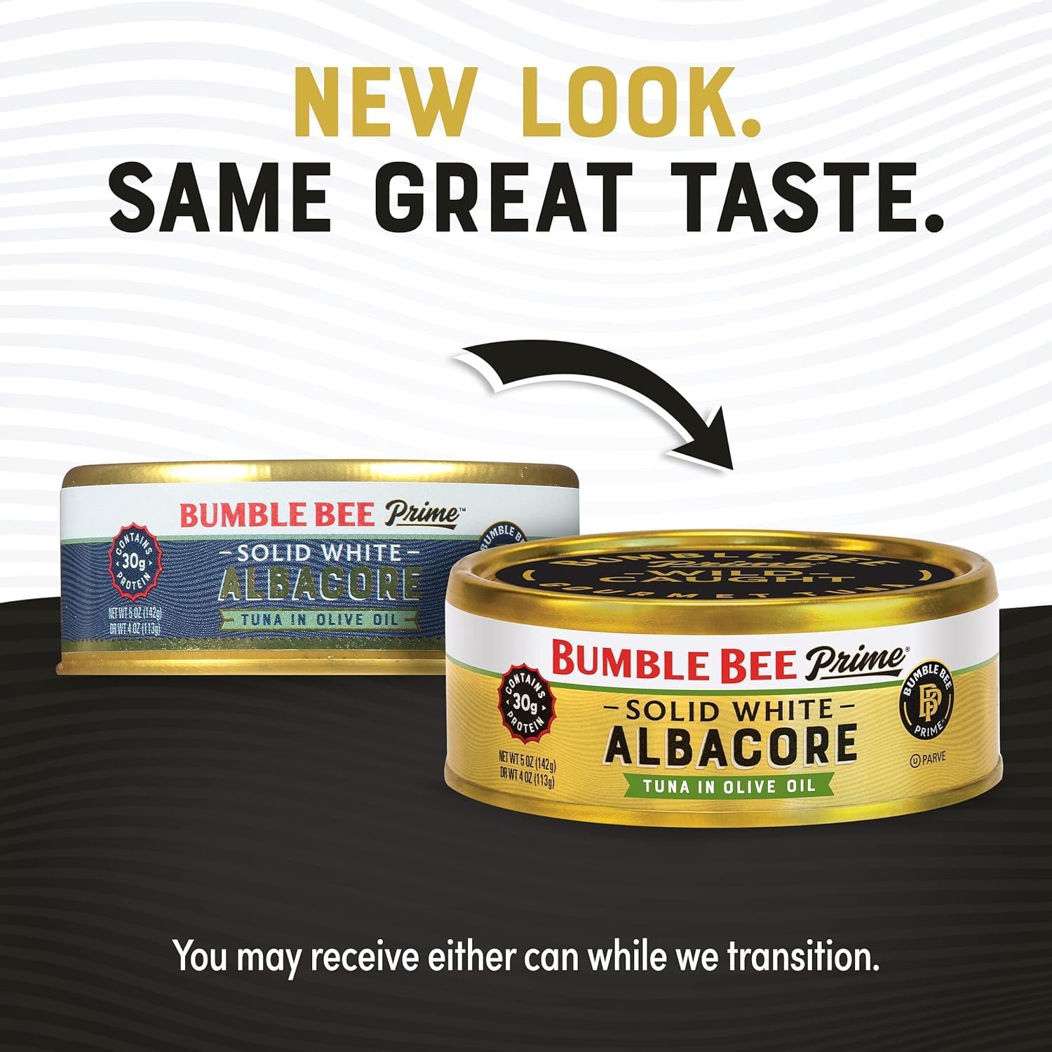 Close-up of Non-GMO, kosher certification label on Bumble Bee Prime tuna