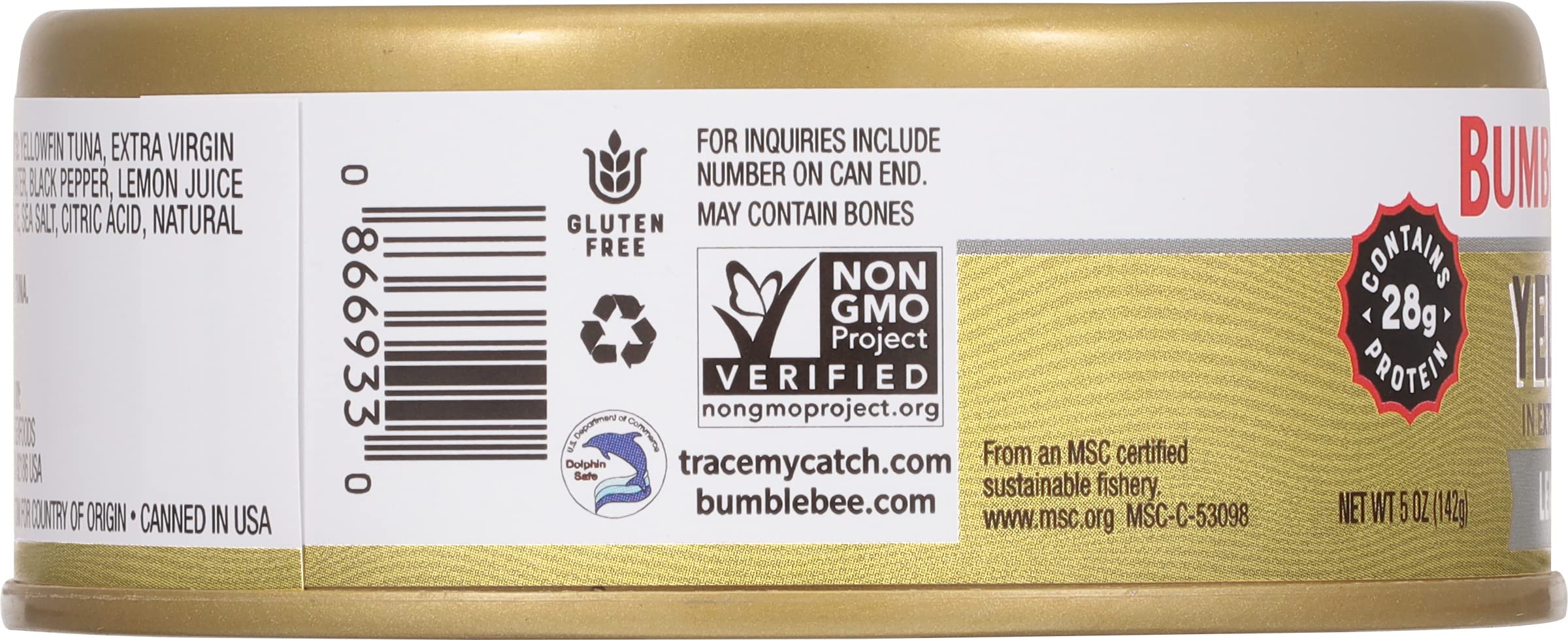 Bumble Bee Prime tuna can on pantry shelf, convenient protein.