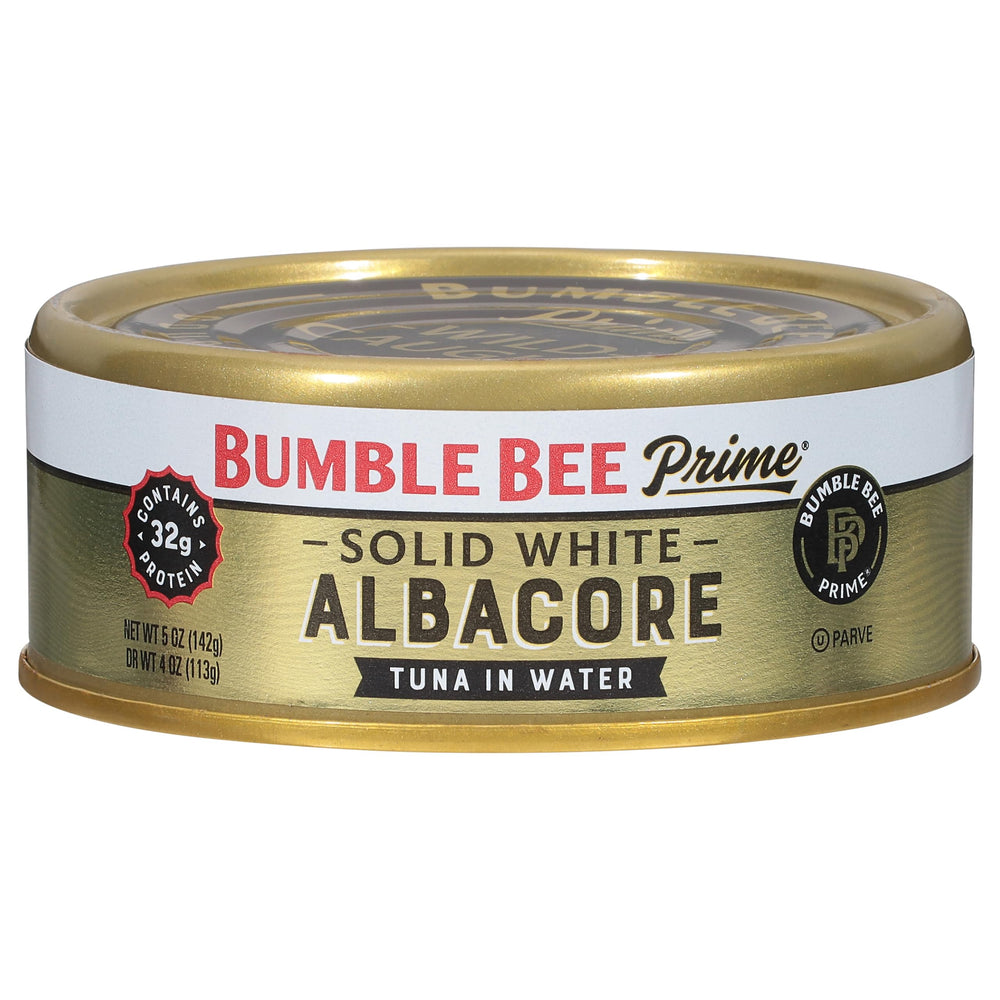 Bumble Bee Prime solid white albacore in water can—premium protein for quick meals.