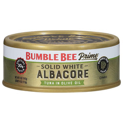 Bumble Bee Prime solid white albacore tuna in olive oil can showing premium wild-caught quality
