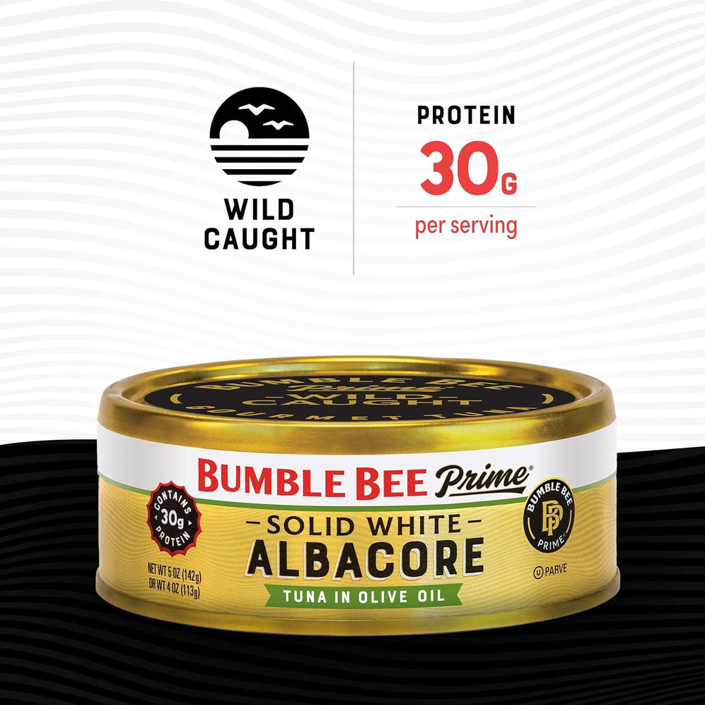 Bumble Bee Prime albacore tuna plated on greens for a protein-rich meal